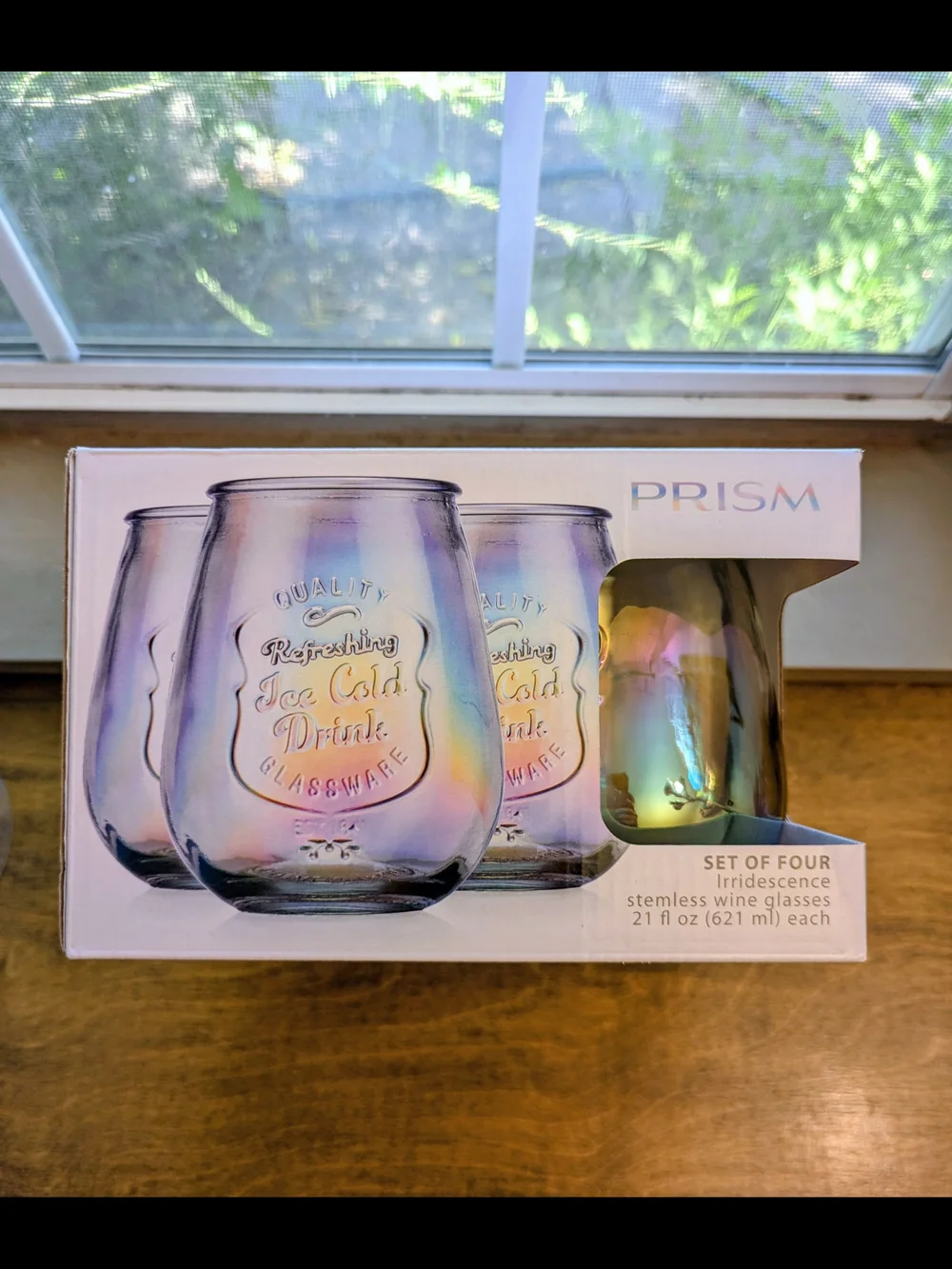 Irridescent Stemless Wine Glasses - Set of 4